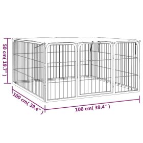 Dog Playpen 4 Panels Black 39.4"x19.7" Powder-coated Steel