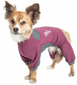 Dog Helios 'Rufflex' Mediumweight 4-Way-Stretch Breathable Full Bodied Performance Dog Warmup Track Suit (Color: pink)